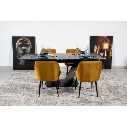 Стіл ЛУАРА 140(200)*80*76 Laminam Verde Alpi Lucidato (5mm)