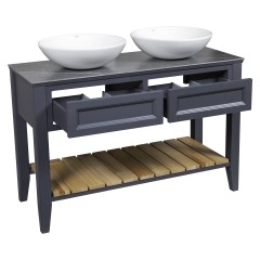 Тумба "Bronx" (7024-GRAPHIT-MATT) зі стільн.120 см (під 2 умивальники) та ум. "Zero" 46 см (2шт)