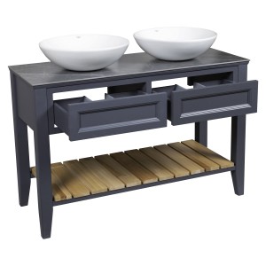 Тумба "Bronx" (7024-GRAPHIT-MATT) зі стільн.120 см (під 2 умивальники) та ум. "Zero" 46 см (2шт)