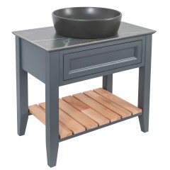 Тумба "Bronx" (7024-GRAPHIT-MATT) зі стільницею 80 см та ум. "One" 46 см чорний, матовий (круг)