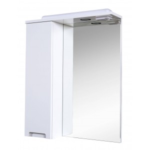 Дзеркало Квадро 60 см з пеналом ліворуч і підсвіткою