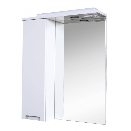 Дзеркало Квадро 60 см з пеналом ліворуч і підсвіткою