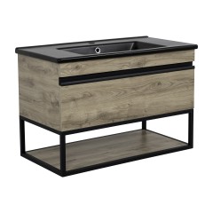 Тумба Loft-Iron (севілья) 65 см з умивальником "Arte BLACK" (консольна)