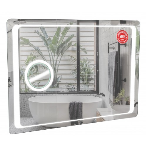 Дзеркало Омега Люкс 80 см з LED підсвічування, лінза з підсвічуванням