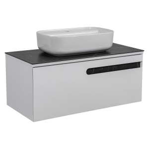 Тумба Остiн білий мат зі стільницею 100 см та умивальником "Aqua" 60 см