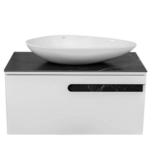 Тумба Остiн білий мат зі стільницею 100 см та умивальником Olive 74 см