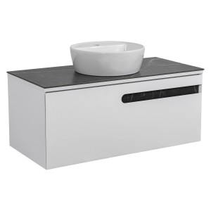 Тумба Остiн білий мат зі стільницею 100 см та умивальником "One" 42 см