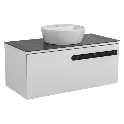 Тумба Остiн білий мат зі стільницею 100 см та умивальником "One" 42 см