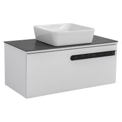 Тумба Остiн білий мат зі стільницею 100 см та умивальником ONE 46*46 см квадрат