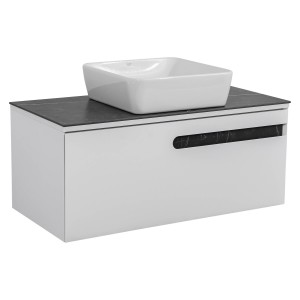 Тумба Остiн білий мат зі стільницею 100 см та умивальником ONE 46*46 см квадрат