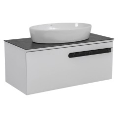 Тумба Остiн білий мат зі стільницею 70 см та умивальником One 67 см Овал