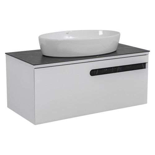 Тумба Остiн білий мат зі стільницею 70 см та умивальником One 67 см Овал