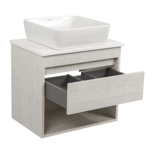 Тумба Шельф (нордленд) 65 см (1 ящик) зі стільн. Loft-Iron та ум. "One" 46*46 см (квадрат) (конс.)