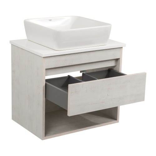 Тумба Шельф (нордленд) 65 см (1 ящик) зі стільн. Loft-Iron та ум. "One" 46*46 см (квадрат) (конс.)