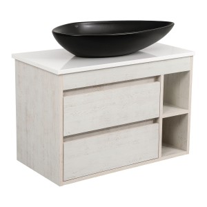 Тумба Шельф (нордленд) 100 см зі стільн. Loft-Iron та ум. "Olive" 74 см чорний мат (конс.)