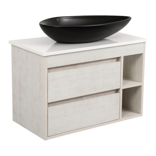 Тумба Шельф (нордленд) 100 см зі стільн. Loft-Iron та ум. "Olive" 74 см чорний мат (конс.)