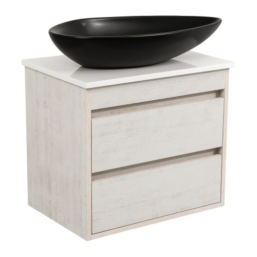 Тумба Шельф (нордленд) 65 см зі стільн. Loft-Iron та ум. "Olive" 74 см чорний мат (конс.)