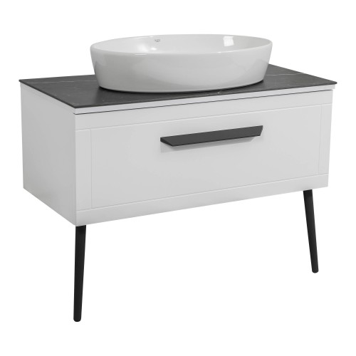 Тумба Сiєна білий мат зі стільницею 100 см та умивальником One 67 см Овал