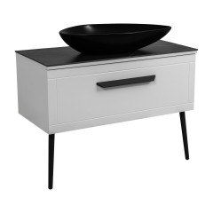 Тумба Сiєна білий мат со стільницею 90 см и умыв. Olive 74 см чорний