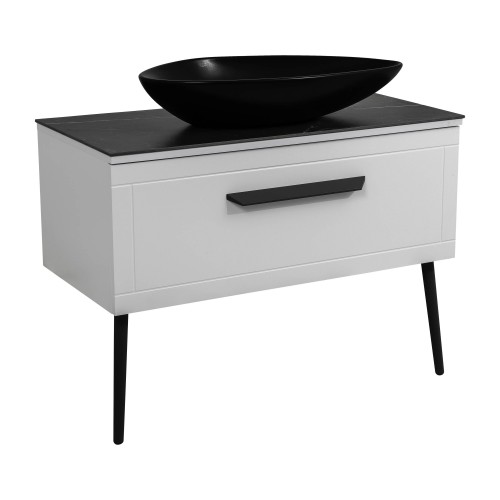 Тумба Сiєна білий мат со стільницею 80 см и умыв. Olive 74 см чорний