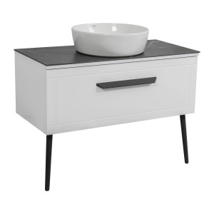 Тумба Сiєна білий мат зі стільницею 100 см та умивальником ONE 46см коло