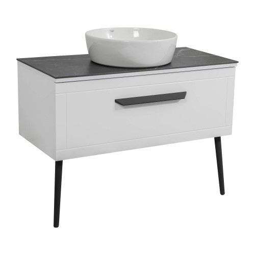 Тумба Сiєна білий мат зі стільницею 100 см та умивальником ONE 46см коло