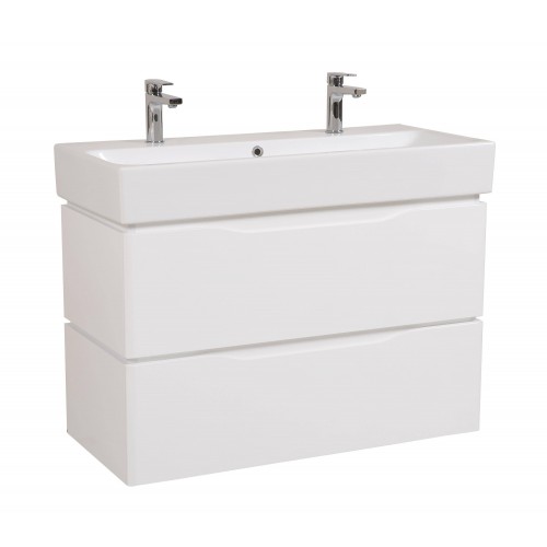 Тумба Венеція консольна 100 см з умивальником Пінто (під 2 змішувача)